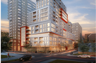 WM Fares' Brenton Place obtained an extra 3 storeys added to the 13-storey height limit for unknown public art of unknown value. As Tim Bousquet writes: "Here’s the impossible view drawn by the architect, showing transparent trees, the elimination of overhead wires and parking metres, and the sky from Europa." The public art is still a mystery.